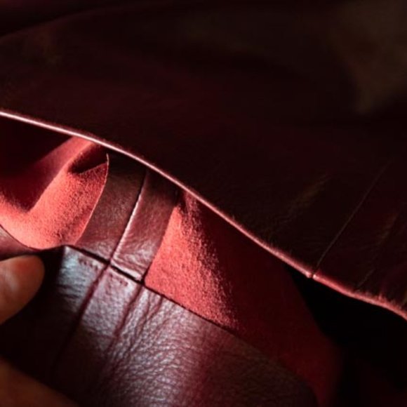 Y2K Hennes Collection Marbled Burgundy Calf Leather Bootcut Jeans EU42 (US34/34) - Picture 13 of 16